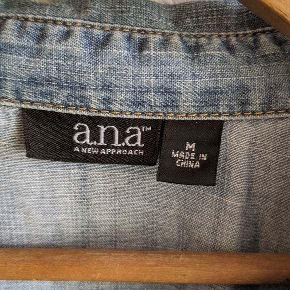 Ana brand blue jean button down shirt.  Size Medium - Picture 3 of 3